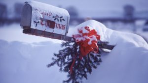 Christmas letter box with snow